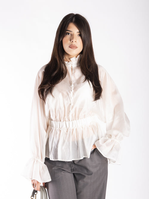 Camicia in cotone con rouches VICOLO