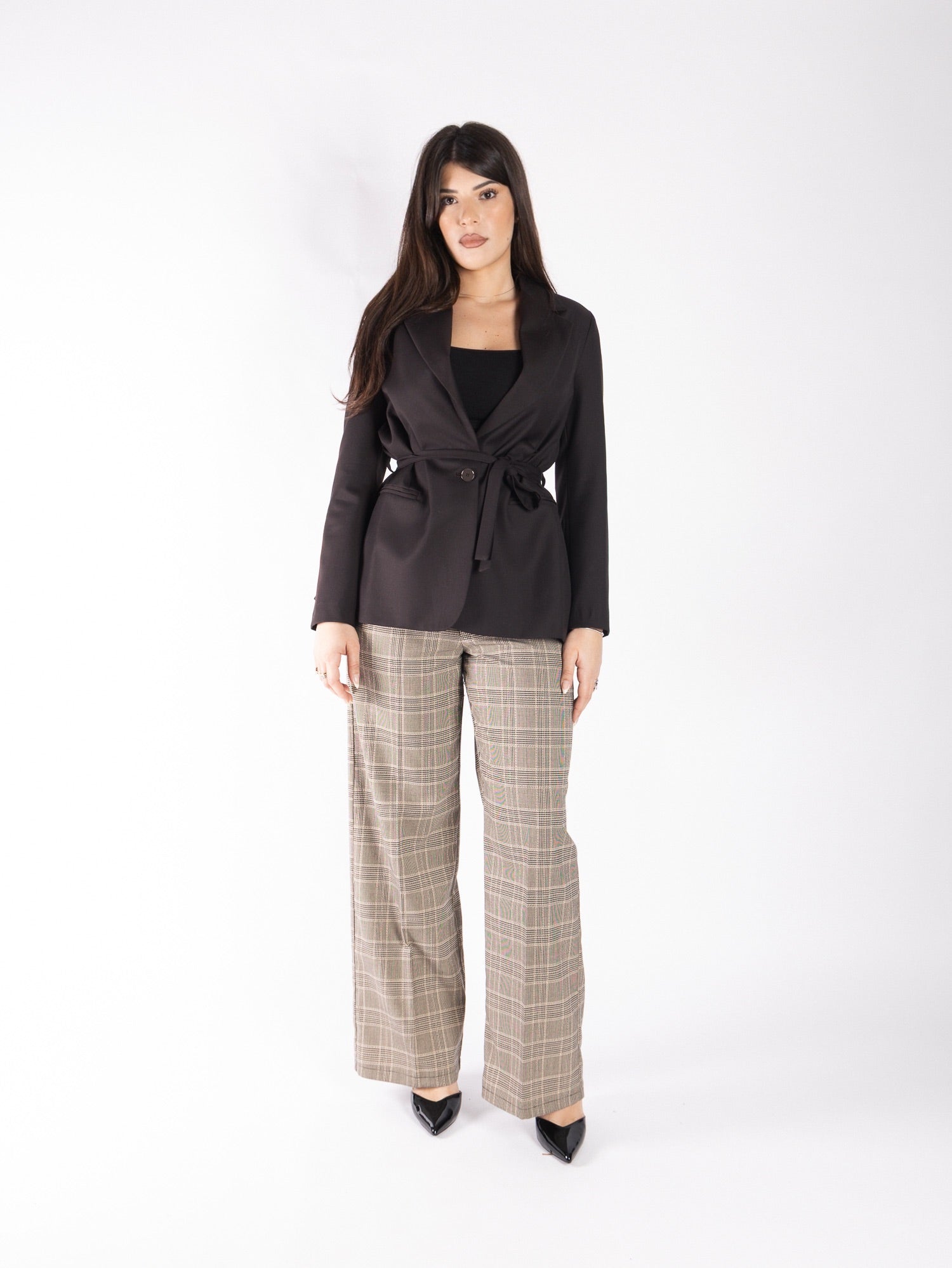 Pantalone palazzo tartan in cotone VICOLO