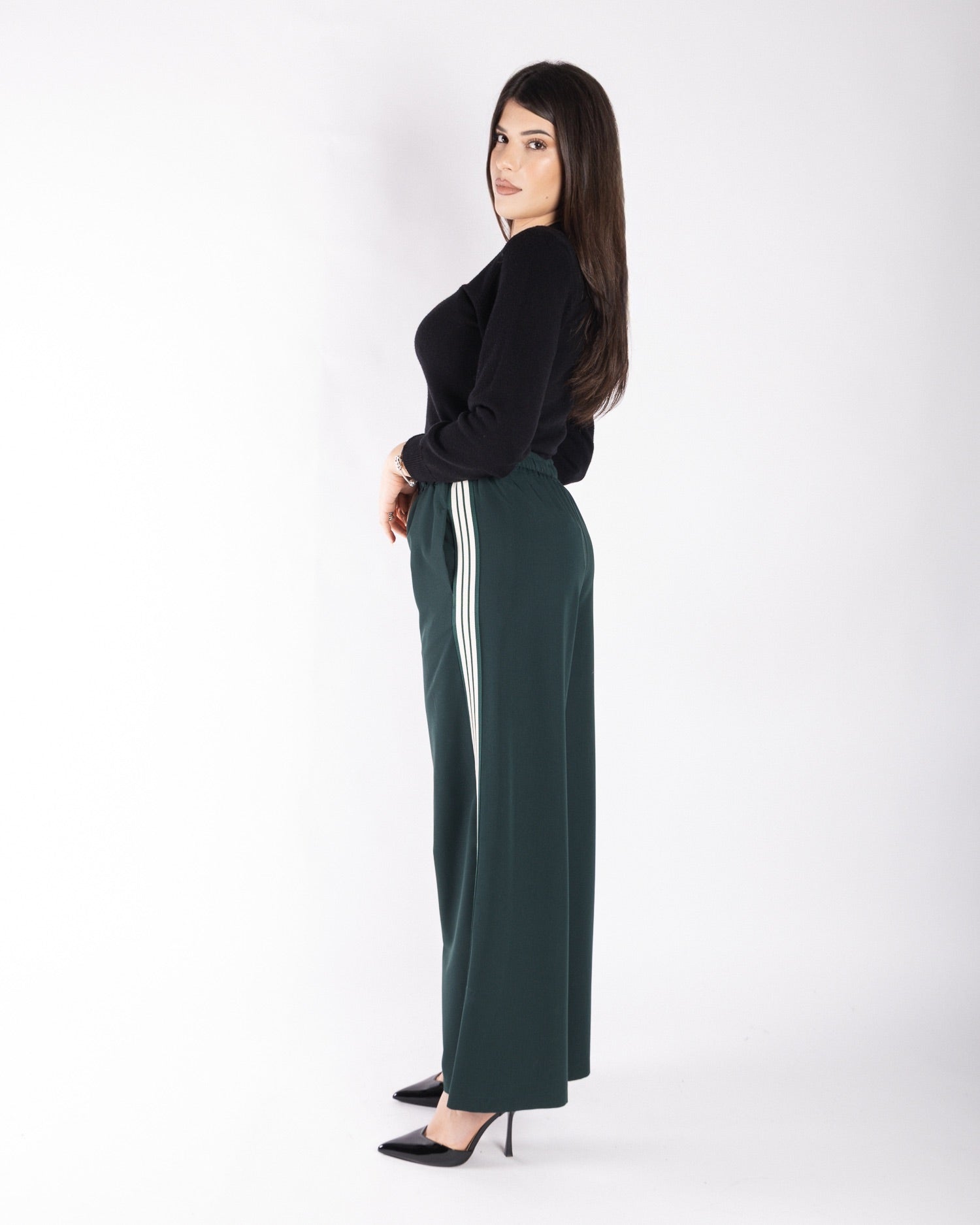 Pantalone palazzo con bande laterali in tessuto VICOLO