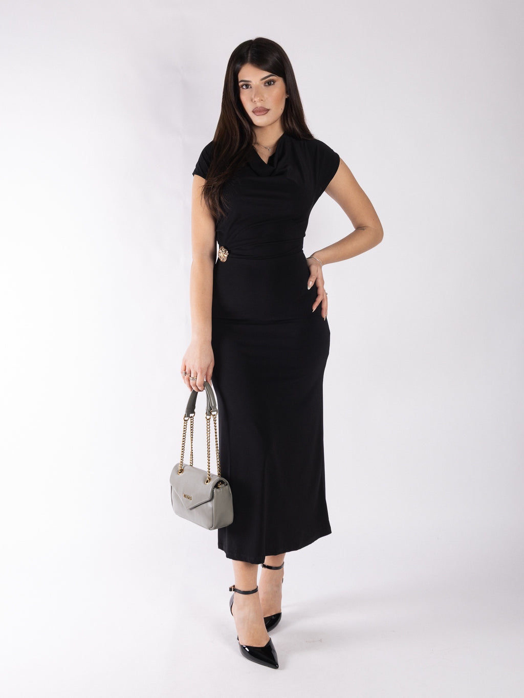 Abito lungo in lycra con prezioso VICOLO