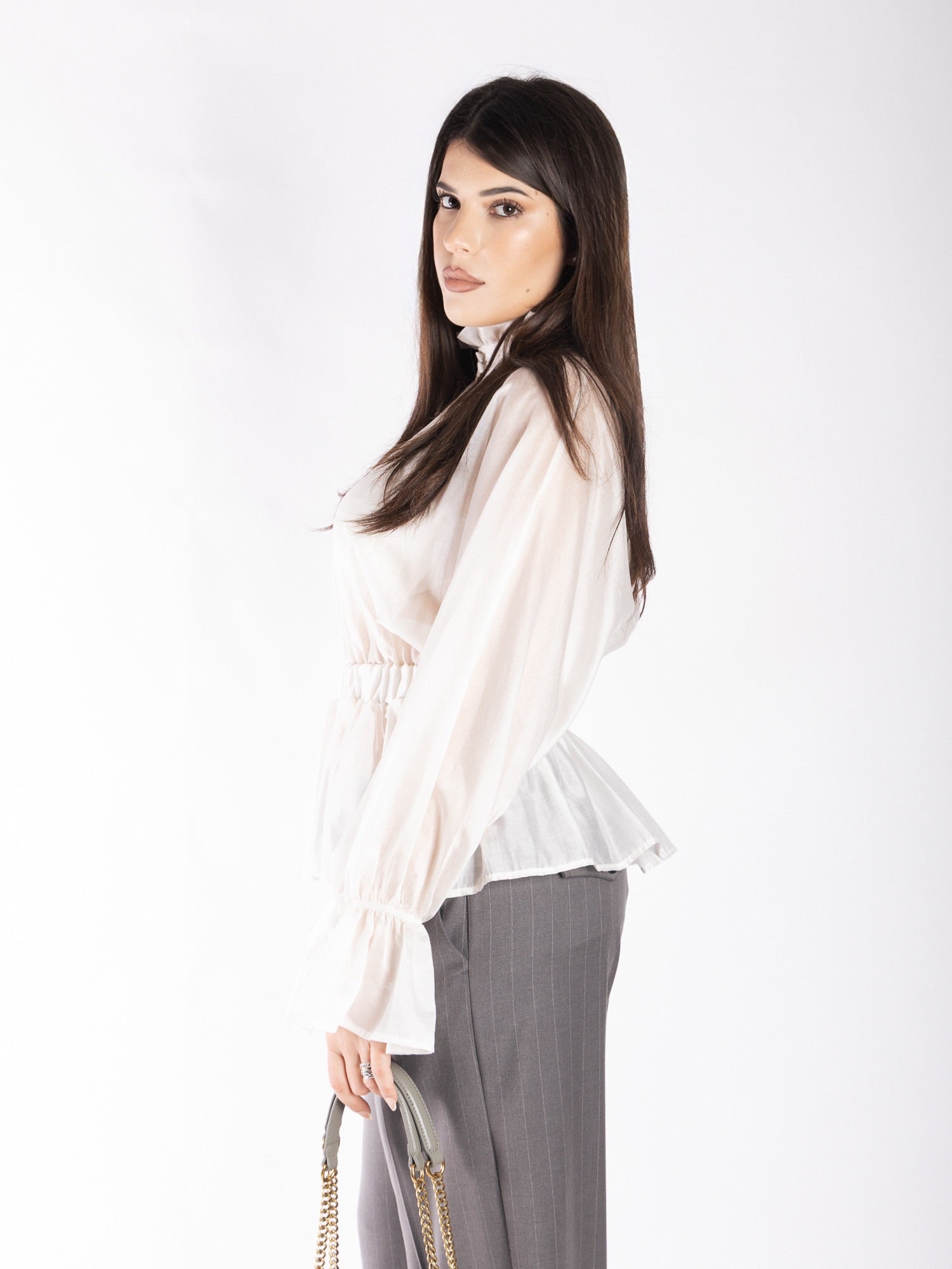 Camicia in cotone con rouches VICOLO