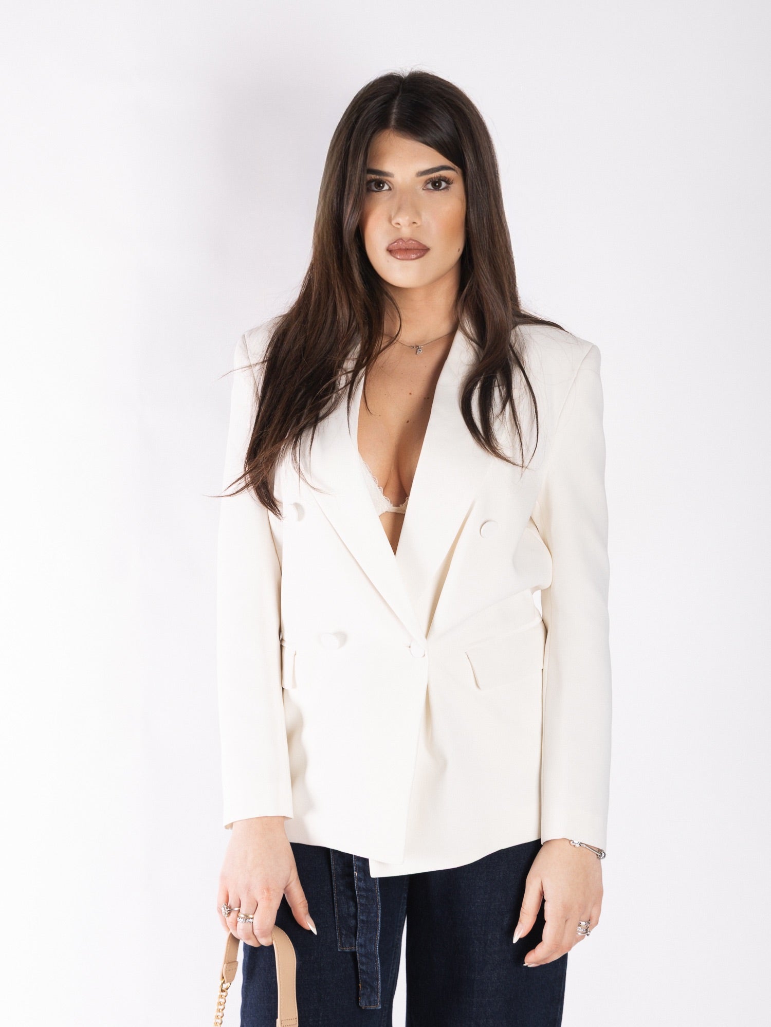 Giacca doppiopetto bianca in cotone  VICOLO