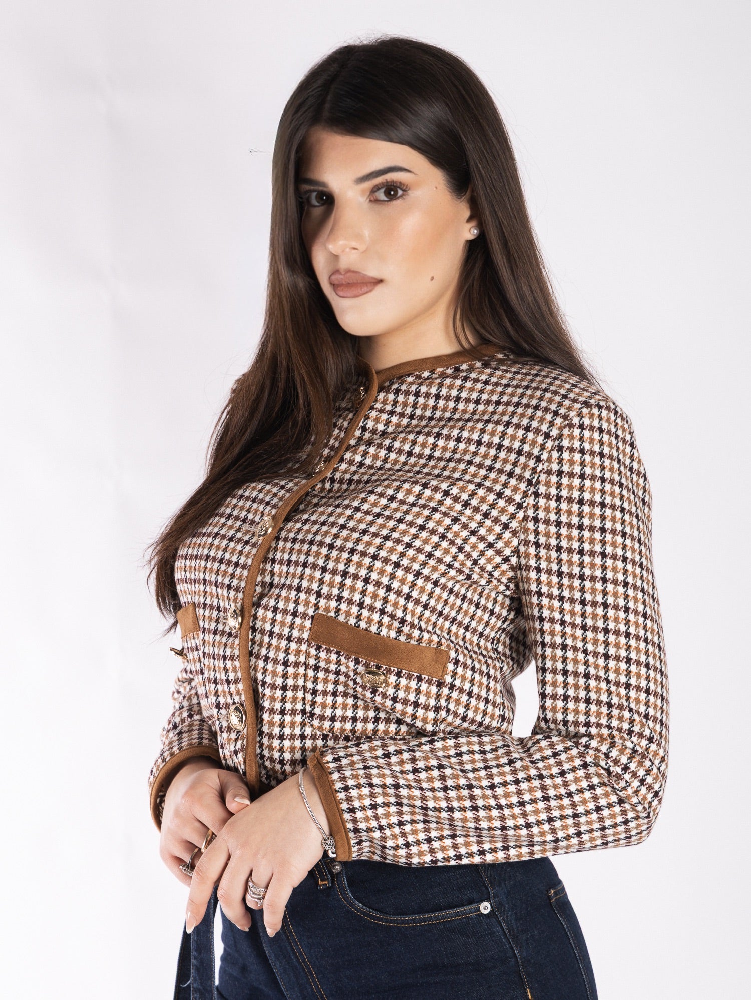 Giacca corta in Lana pied-de-poule VICOLO