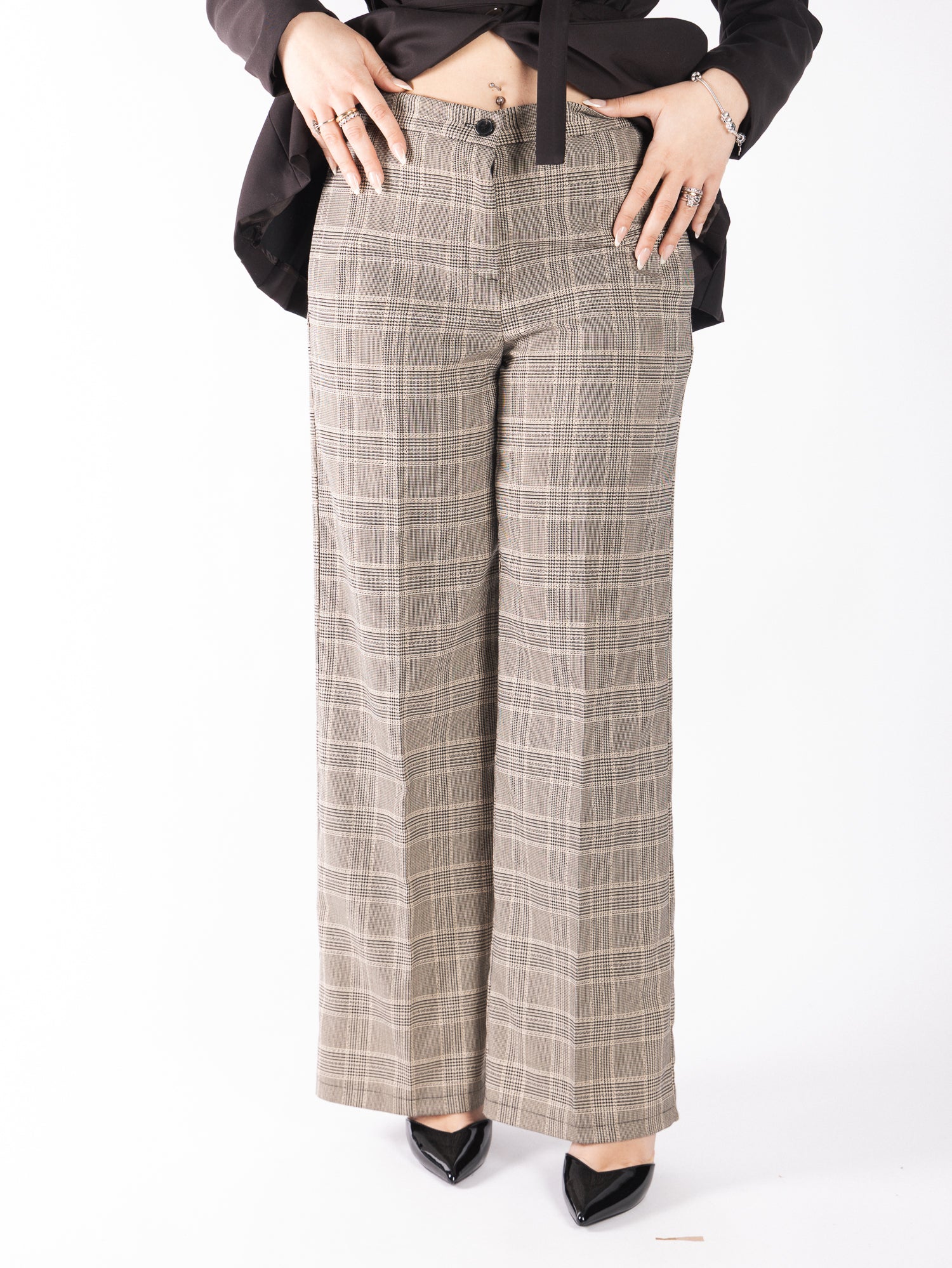 Pantalone palazzo tartan in cotone VICOLO
