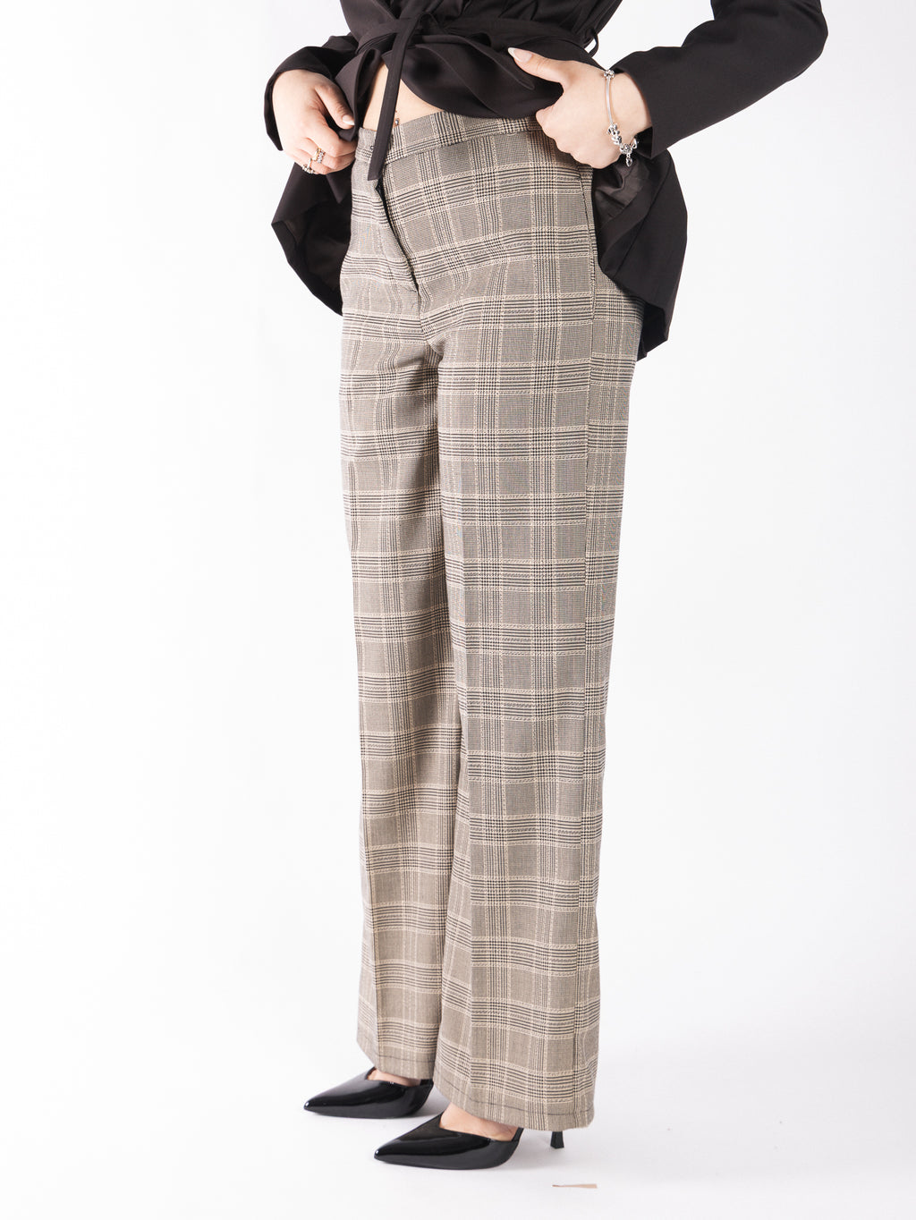 Pantalone palazzo tartan in cotone VICOLO