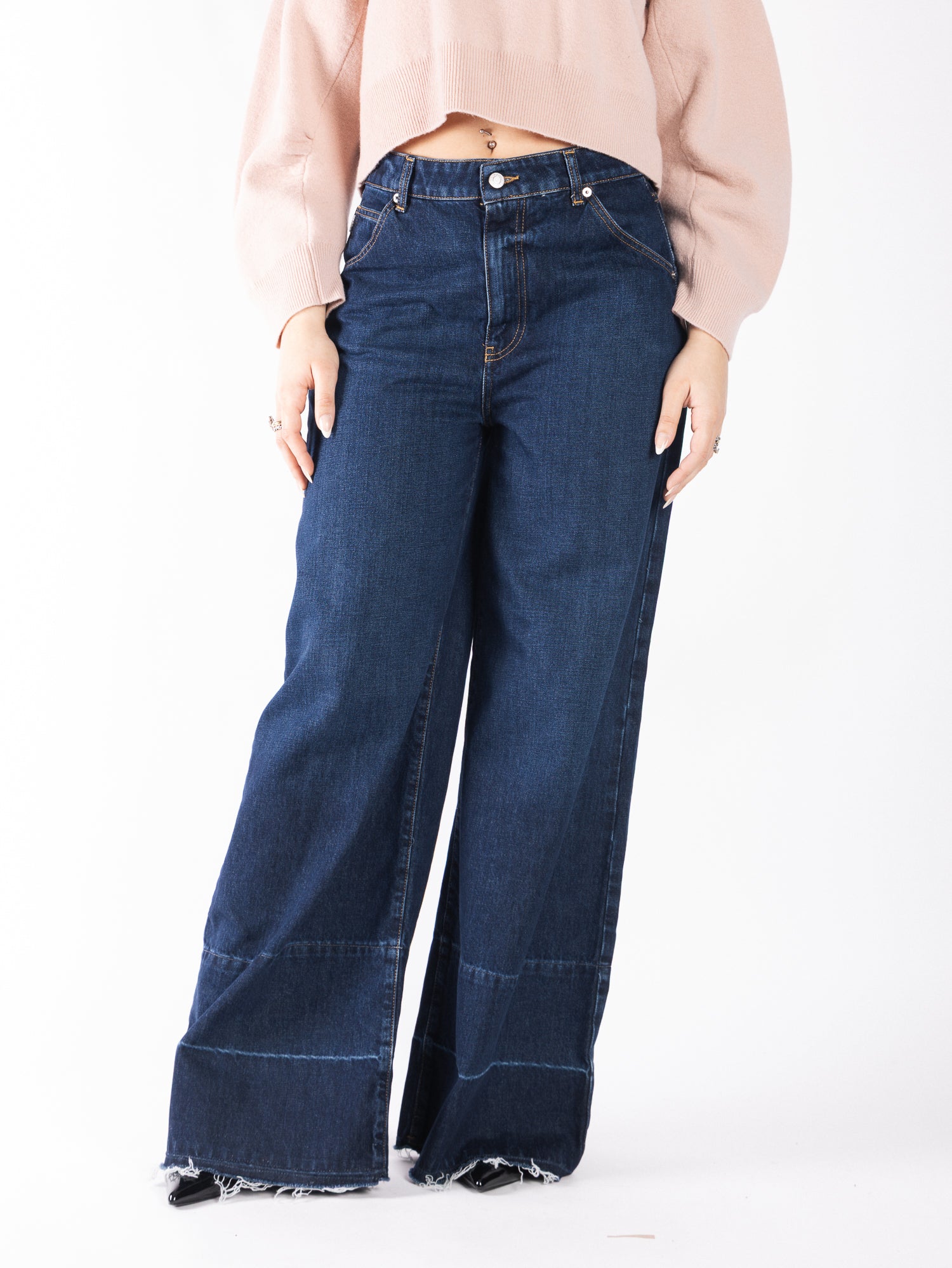 Jeans LEXIE in denim blu scuro a palazzo VICOLO