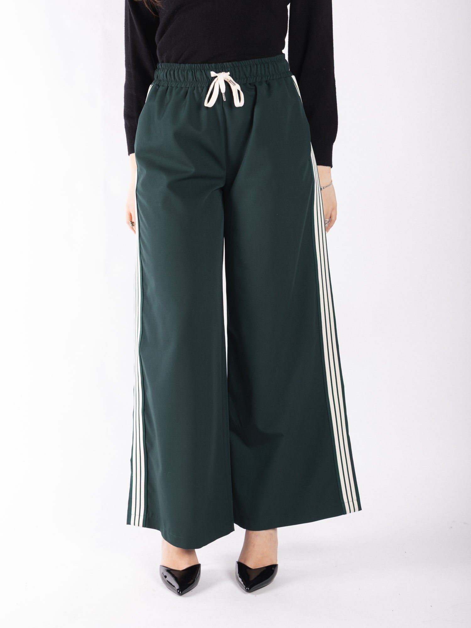 Pantalone palazzo con bande laterali in tessuto VICOLO