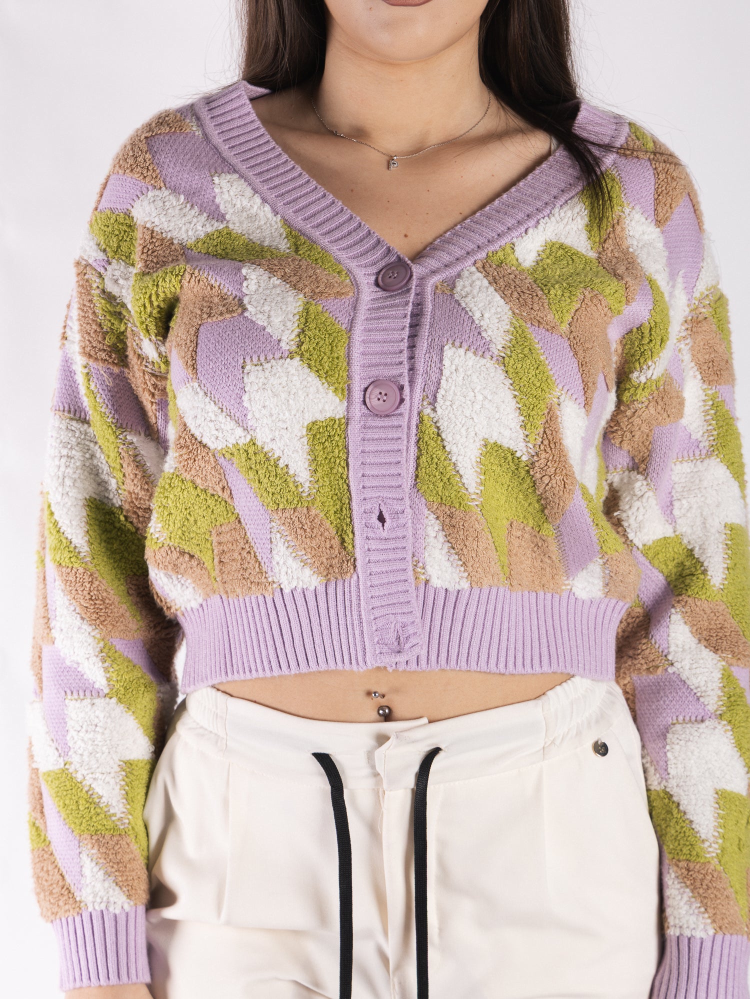 Cardigan pied de poule in lana VICOLO