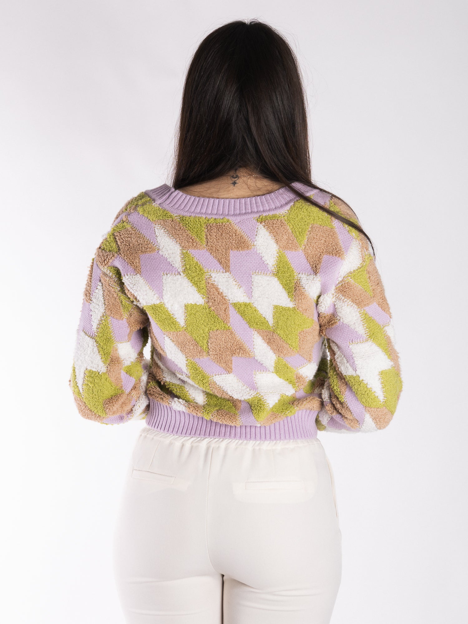 Cardigan pied de poule in lana VICOLO