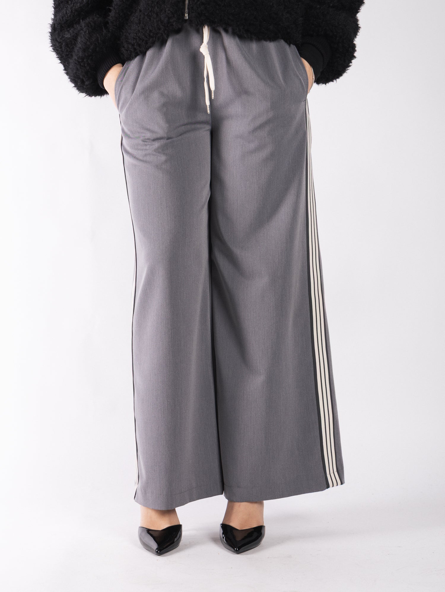 Pantalone palazzo con bande laterali in tessuto VICOLO