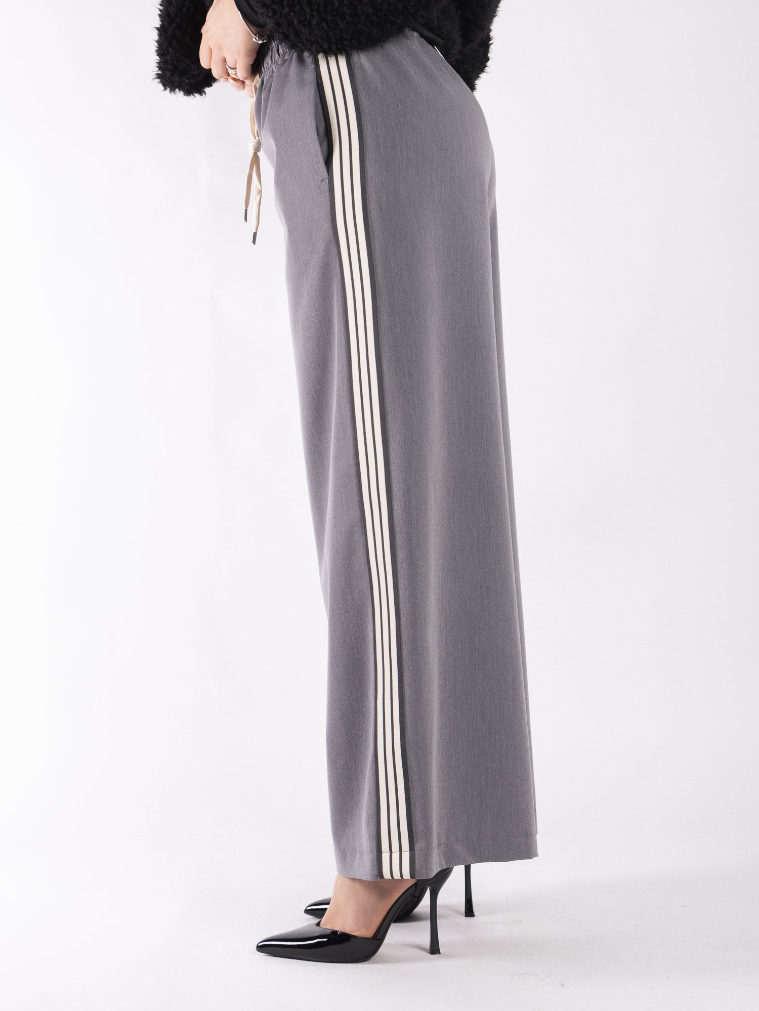 Pantalone palazzo con bande laterali in tessuto VICOLO